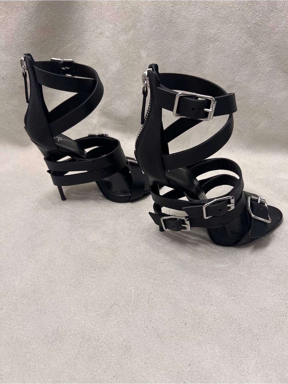 Giuseppe Zanotti Sabbia Black Multi-Buckle Strappy Stiletto Sandals